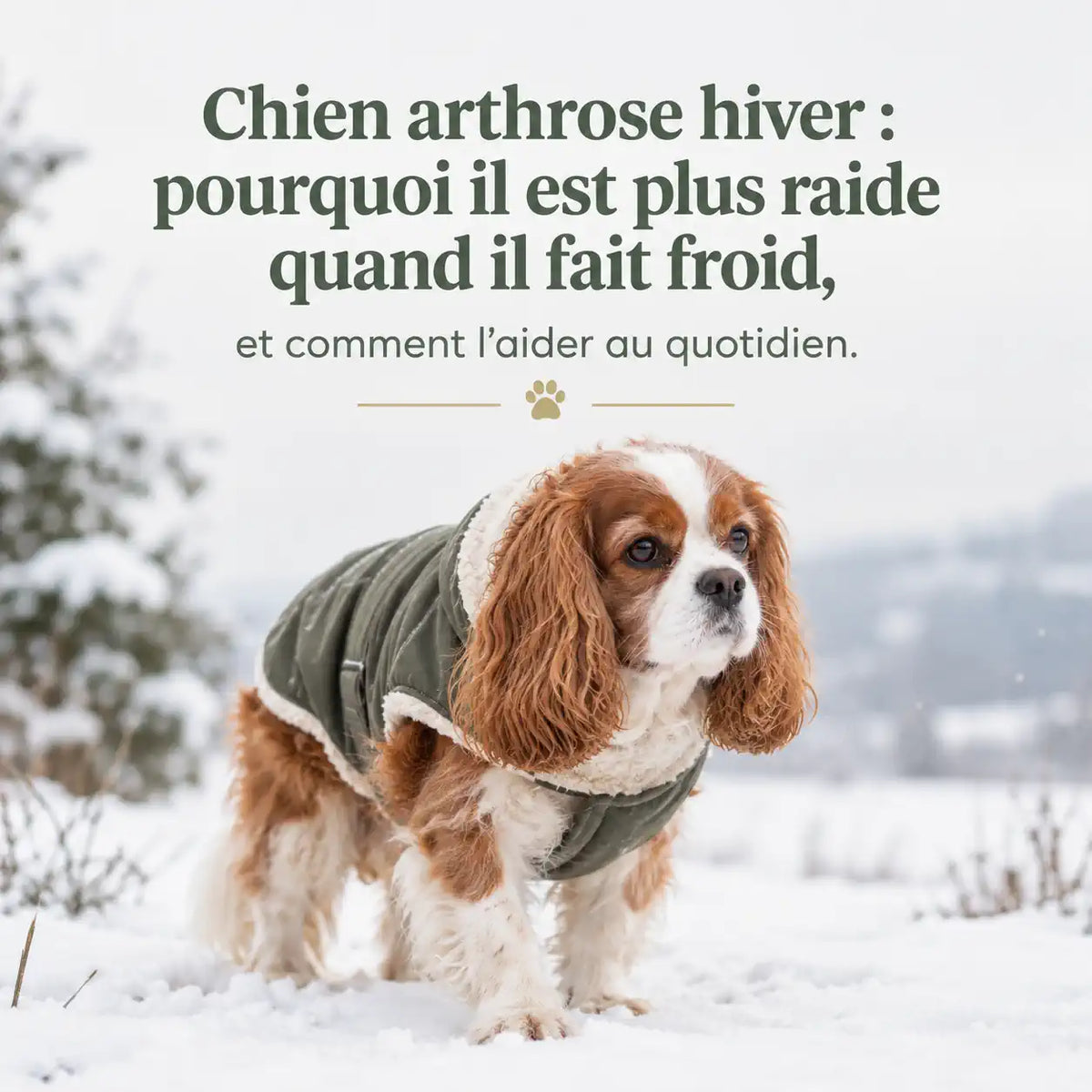 Chien arthrosique en hiver par temps froid