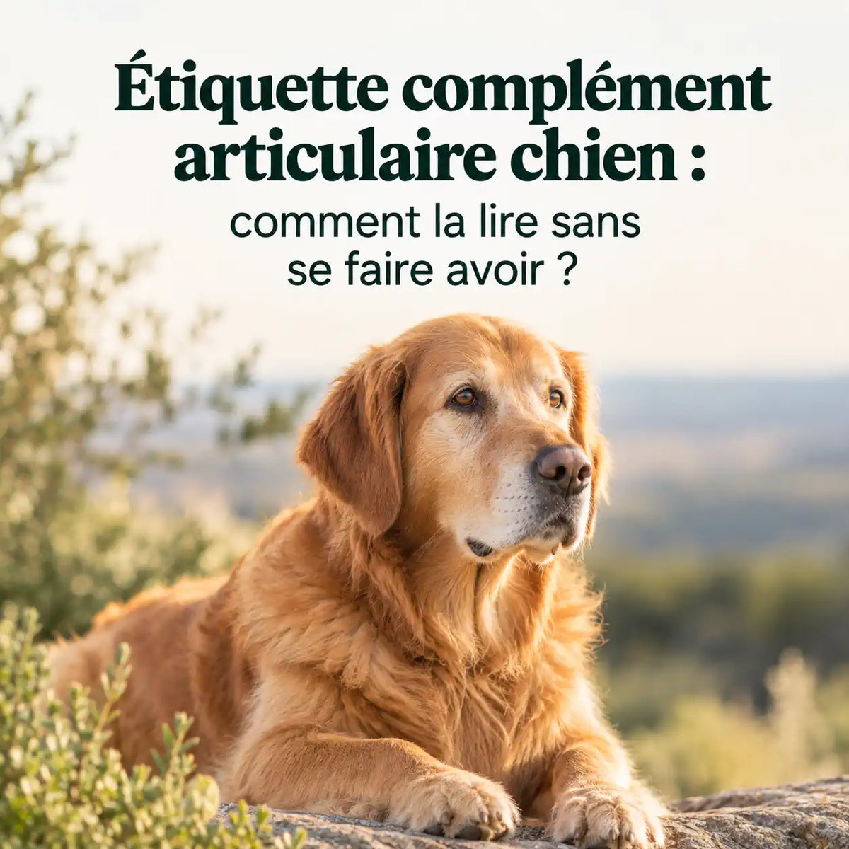 Lire l'étiquette d'un complément articulaire pour chien