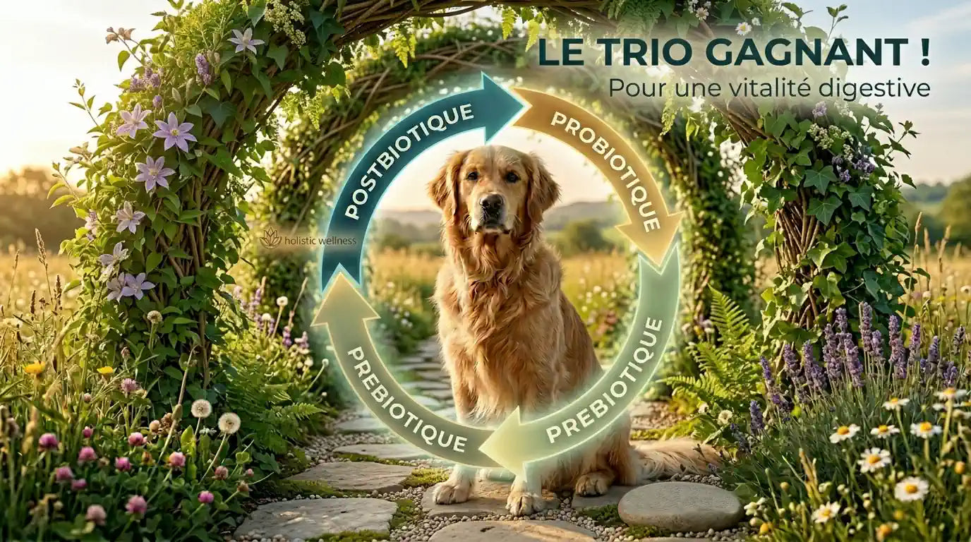 Prébiotiques, Probiotiques et Postbiotiques : le trio gagnant pour l'estomac de votre chien Image