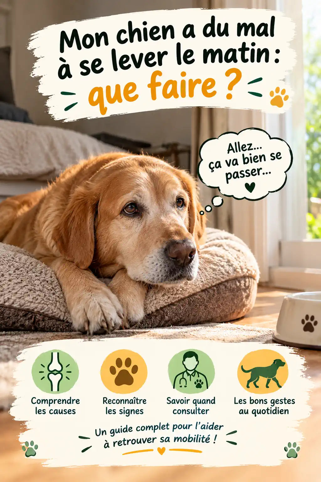 Chien qui a du mal à se lever le matin : comprendre les causes et savoir quand consulter Image