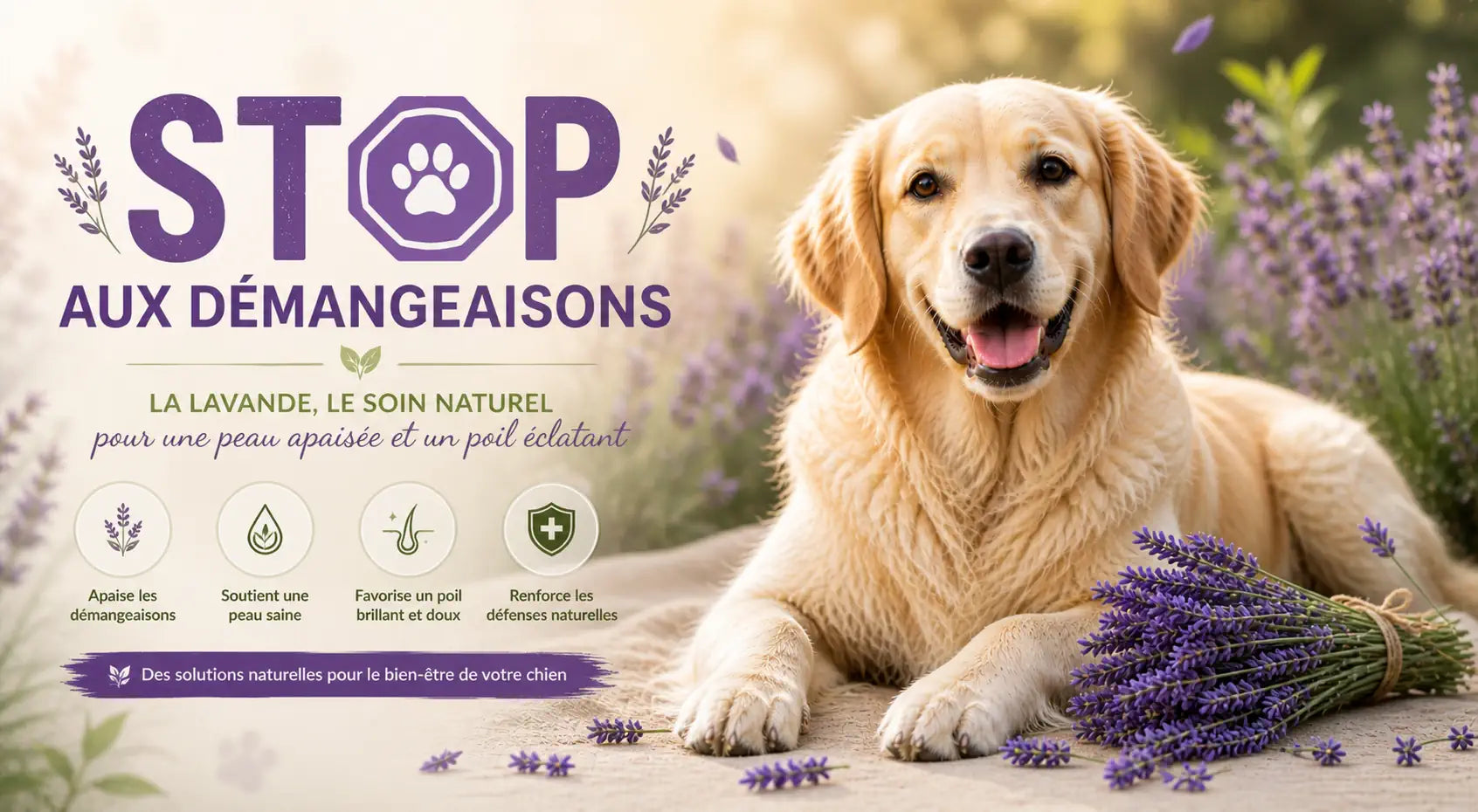 Lavande pour chien : apaiser l'inflammation et le stress cutané Image